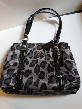 Coach Y2K Mia Ocelot Satchel 15778 Grey Black Leopard Handbag in EUC